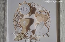Kartka na komunię z dziewczynką #