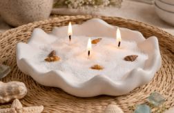 Świecznik gipsowy "Muszla Syreny” – na świecę tealight