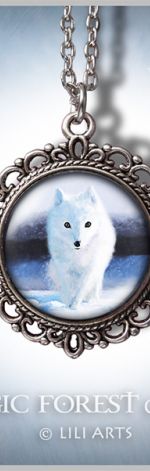 Medalion Biały lis - White fox - romantyczny