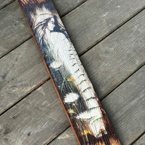 Rustykalna deska z aniołem, prezent, cytat