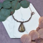 Miedziany naszyjnik wire wrapping z labradorytem #505 - 