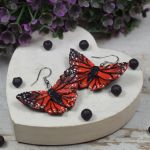 Czerwono czarne kolczyki motyle - kolczyki motylki