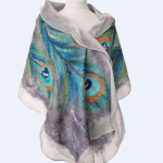 SZAL SZALIK jedwabno wełniany PAW - Szalik damski