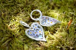 Zatopki kolczyki serce niezapominajki i abalone