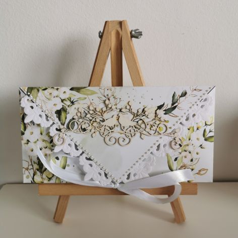 Kartka ślubna kopertowa kopertówka floral XII 