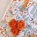 Kartka ROCZNICA ŚLUBU pomarańczowo-srebrna - Kartka na 40 rocznicę ślubu z różyczkami