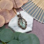 Miedziany wisiorek wire wrapping z amazonitem #531 - 