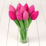 TULIPANY, różowy bukiet - bawełniane różowe tulipany