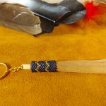 Brelok, brelok skórzany, brelok z koralikami - 