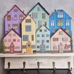 Wieszak - drewniane domki - na klucze i inne drobiazgi 7.0