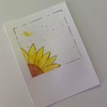 Kartka ze słonecznikiem 9X15 cm - farby akwarelowe - słonecznik ręcznie malowany