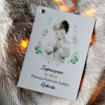 Delikatne zaproszenie komunijne - Chłopiec - zaproszenia komunijne dla chłopca z nitem delikatne zaproszenia na komunię pierwsza komunia święta