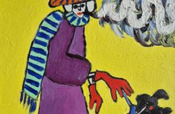 obraz olejny babcia dymek z papirosa