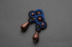 brązowo-kobaltowe kolczyki lub klipsy sutasz