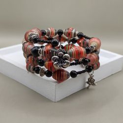 Bransoletka Ognisty Kwiat – wielowarstwowa z papierowych koralików