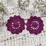 Kolczyki szydełkowe rozetki - fioletowe - 