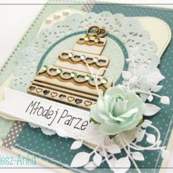 Zielona kartka na Ślub z tortem