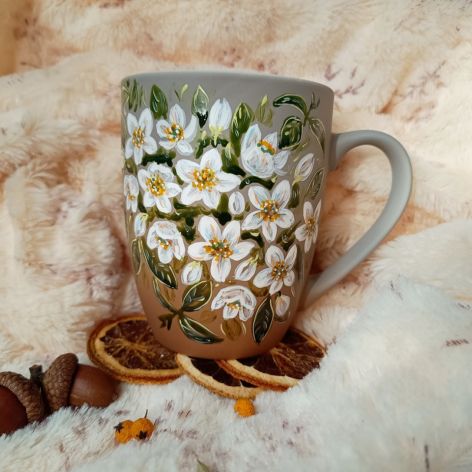 Jaśmin. Ręcznie malowany kubek 300 ml. 