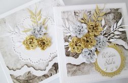 Kartka W DNIU ŚLUBU biało-złocista