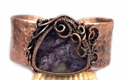 Czaroit, miedziana bransoletka z czaroitem