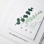 Kartka URODZINOWA z zielonymi gałązkami - Biało-zielona kartka na urodziny