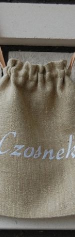 Worek na czosnek - biały haft