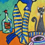 obraz olejny jeszcze jedna kawa i będzie dobrze - 