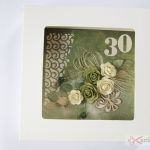 Kartka ROCZNICA ŚLUBU kremowo-zielona - Kremowo-zielona kartka na rocznicę ślubu w pudełku