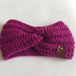 Opaska ręcznie robiona na drutach, fuksja. - opaska fuksja