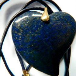 Lapis lazuli i złoto, duże serce, wisiorek