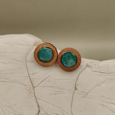 Kolczyki drewniane Turkusowa Opowieść