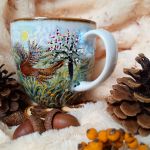 Ręcznie malowany bażant i dzikie jabłonie kubek 480 ml. - Ręcznie malowane