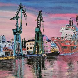 Torpedownia,  Gdańsk,  akryl na płótnie,  30x40x1cm 