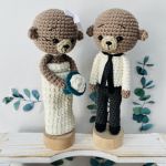 Młoda para misie figurki stojące ręcznie robione prezent ślubny - prezent ślubny handmade