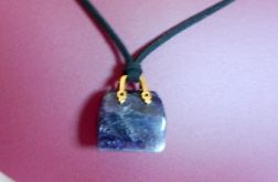 Fioletowy ametyst, oryginalny wisiorek - torebka