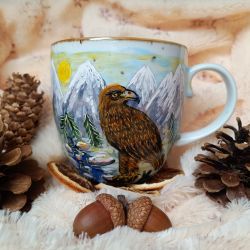 Ręcznie malowany Orzeł Przedni góry pejzaż źródło górskie 480 ml.