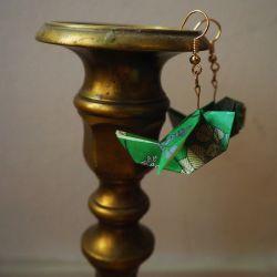 Kolczyki origami ptaki zielone 