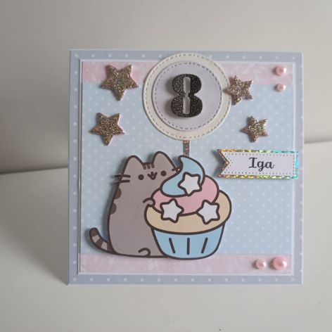 Kartka na urodziny Pusheen z personalizacją