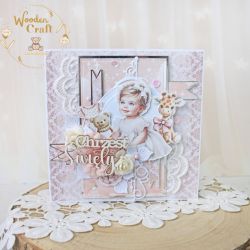 Kartka chrzest pamiątka "RoseBabyGirl" GOTOWA