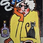 obraz olejny babcia sam na sam z nocą  - 