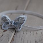 Opaska niemowlęca - Srebrny motylek - 