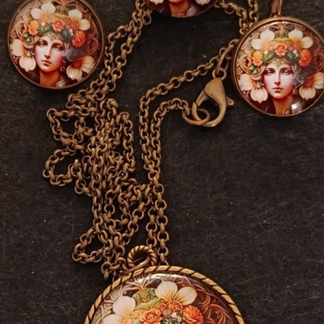 Dziewczyna w kwiatach - komplet biżuterii