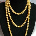 Żółte, naturalne perły słodkowodne, długi sznur pereł, naszyjnik - 
