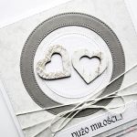 Kartka ŚLUBNA z sercami - Biało-szara kartka na ślub z sercami