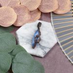 Miedziany wisiorek wire wrapping z chalcedonem #538 - 