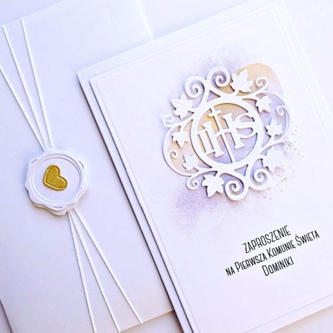 Zaproszenie komunijne eleganckie handmade