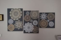 Panel ścienny, szydełkowy, 3 częściowy obraz