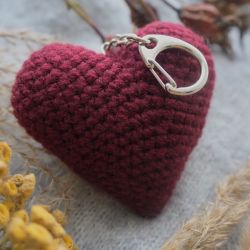 Brelok bordowe serce - prezent walentynkowy