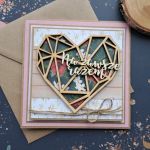 Kartka na ślub z geometrycznym sercem (w kopercie) - 