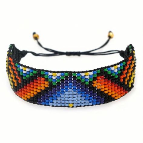 Bransoletka BOHO pleciona z koralików kolorowa blue